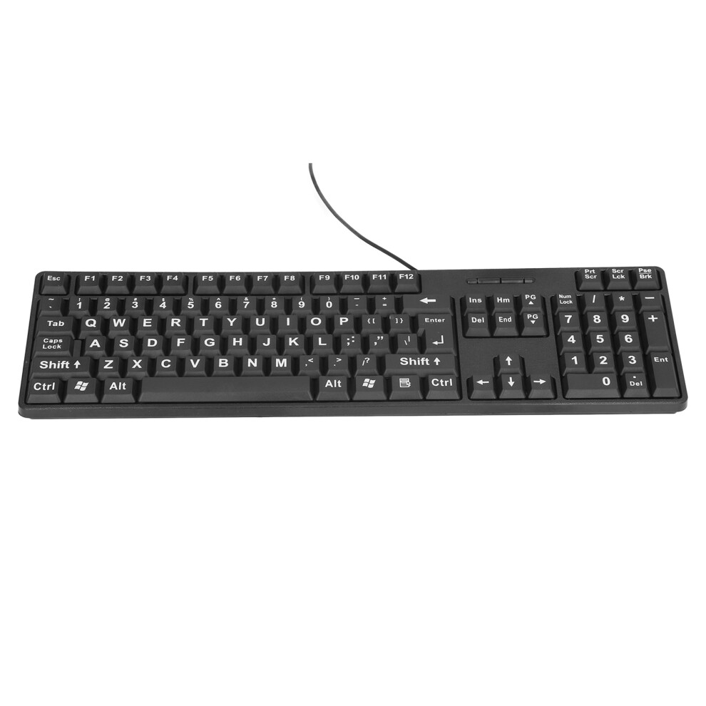 Wired Large Print Keyboard For Elderly 104 Keys Large Character Plug And Play Usb Keyboard Abs Wired Keyboard For Laptop 6941321264242