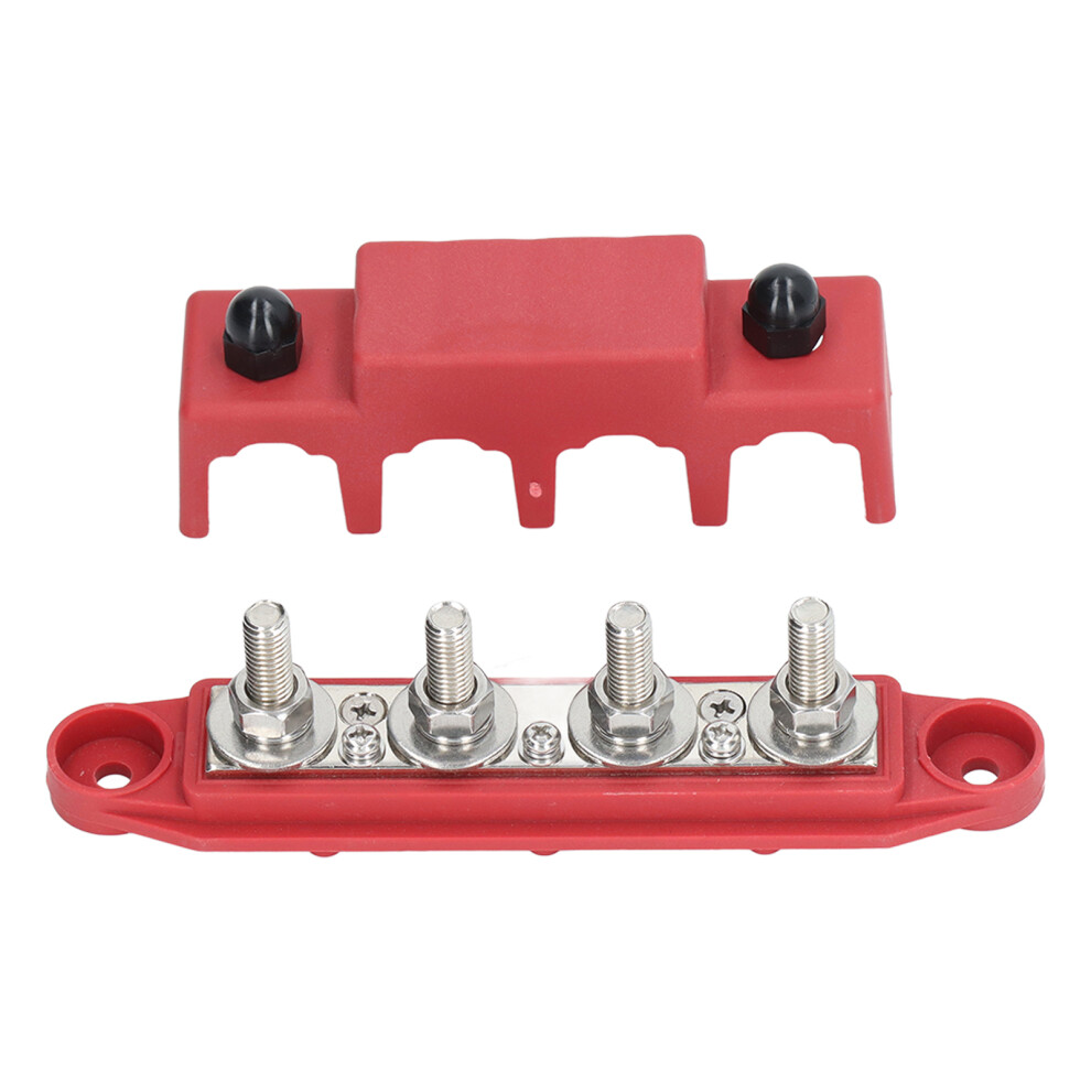 4 Stud Power Distribution Block With Cover 3/8In Marine Busbar For Rvs Boats Trailers 12Â48V Red 8461321264458
