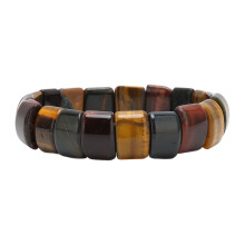 Tigerauge-Armband - Quadratische Perlen in Mischfarben