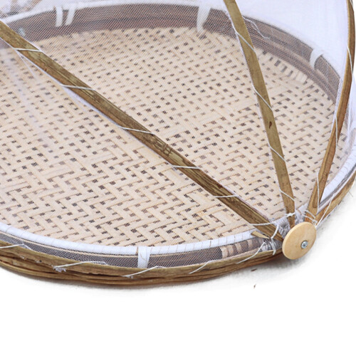 Cesta redonda de bambú con tapa de malla de 30/35/40 cm