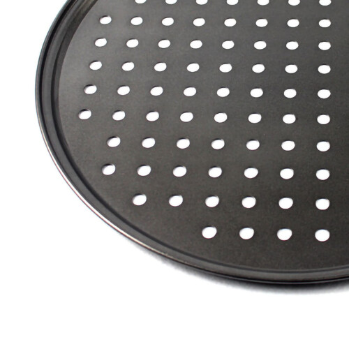Bandeja perforada para pizza 28 cm 200 g plateada antiadherente 2