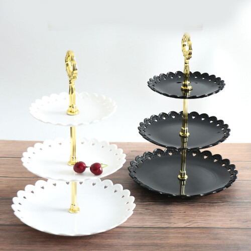 Frucht-Tablett-Ständer 3-stufig aus Kunststoff weiß