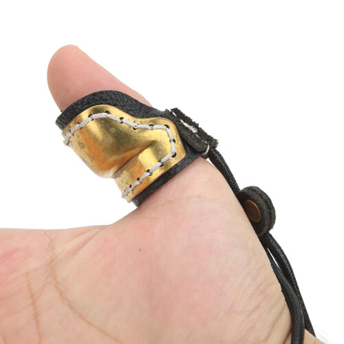 Leather Archery Thumb Ring Archery Finger Protector Guard for Traditional Bow Shooting Black