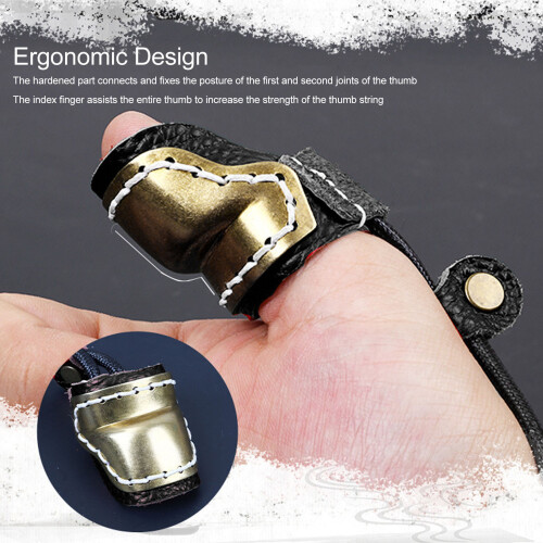 Leather Archery Thumb Ring Archery Finger Protector Guard for Traditional Bow Shooting Black 2