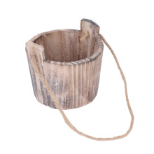 Maceta colgante de pared en barril de madera vintage y rústica para jardín patio u oficina