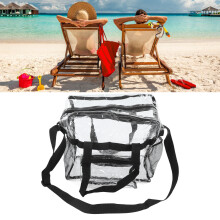 Großes Fassungsvermögen Durchsichtige PVC-Tote-Tasche, Schwarz, Einheitsgröße