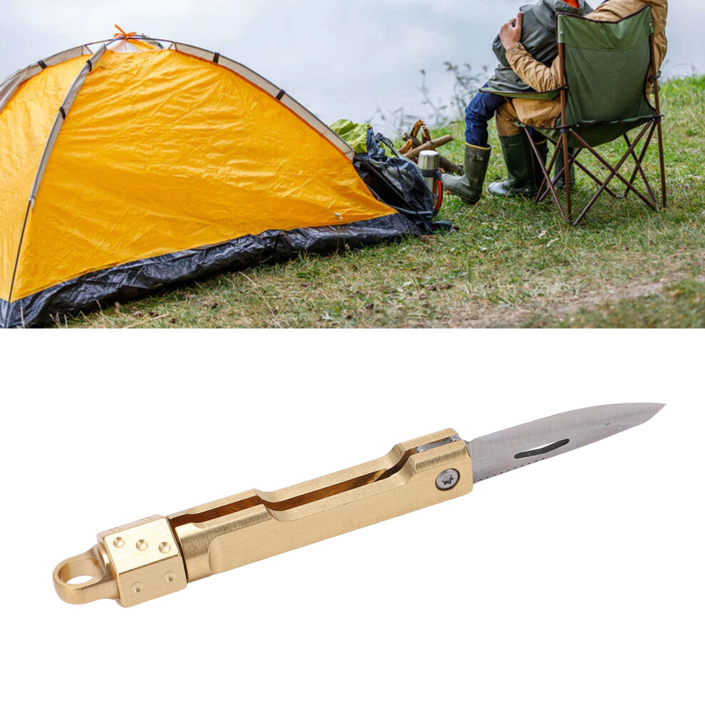 Mini Folding Knife Brass Dice Mini Keychain Knife Portable Pocket Knife for Unpacking The Courier Brass Color
