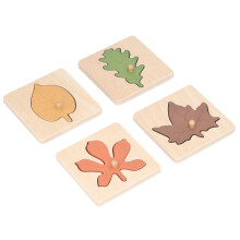 4Pcs Wooden Jigsaw Leaves Develop Skills Bright Colors Wooden Leaf Awareness Board Puzzle for Above 3 Years Old Home