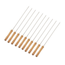 10 piezas de brochetas para barbacoa con mango de madera y acero inoxidable para kebab para Outdo
