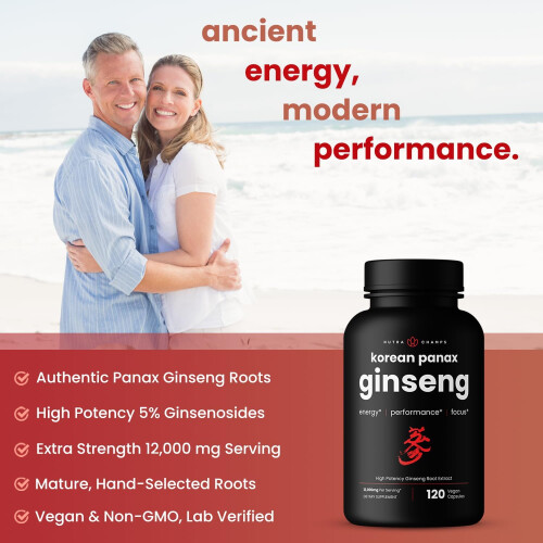 NutraChamps, Κορεατική Panax Ginseng, 1,650 mg, 120 Βιολογικές Φιάλες (825 mg ανά Φιάλη) 1