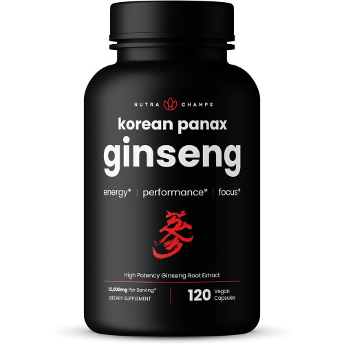 NutraChamps, Κορεατική Panax Ginseng, 1,650 mg, 120 Βιολογικές Φιάλες (825 mg ανά Φιάλη)