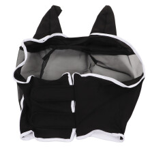 Máscara anti moscas UV para caballos de malla transpirable con orejas desmontables negra talla grande