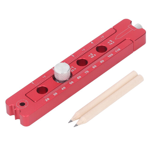 Compás de carpintería ajustable Sistema Rojo 2 lápices 1