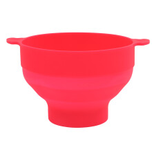 Tazón plegable de silicona para palomitas para microondas de 2,5 L, rosa rojo, con tapa y asa