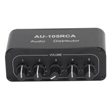 Bi Directional Audio Switcher High Fidelity 5 Way Audio Switch Splitter for Multimedia Conference Room