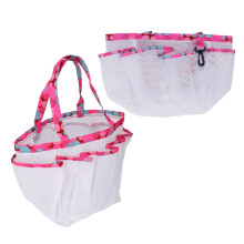 Bolsa tote portátil de PVC con malla para artículos de aseo y esenciales de ducha blanca sin olor