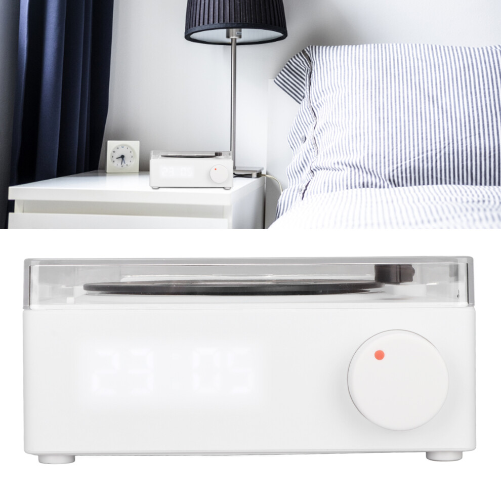 X11 Bluetooth Alarm Clock Speaker 360 Degree Stereo Sound Retro Rotating Vinyl Disc Alarm Clock Speaker DC 5V1A White-image-OPC-PHVMKDJ-NEW