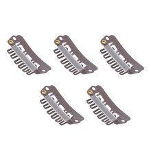 50pcs 6 Tips 6 Teeth Wig Snap Clip Metal Stainless Steel Hair Grips for Wigs Hair Extension Dark Brown