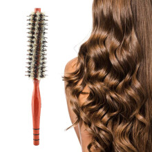 Cepillo redondo para el cabello 12s tamaño color madera natural