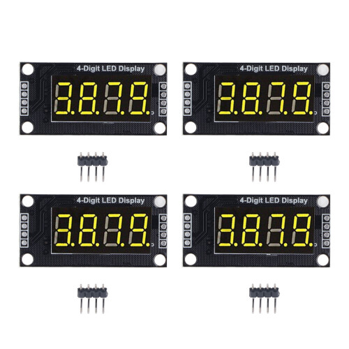 4er-Set 0,36 Zoll 4-stellige TM1637 7-Segment-LED Gelb 1