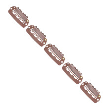 50pcs 6 Tips 6 Teeth Wig Snap Clip Metal Stainless Steel Hair Grips for Wigs Hair Extension Light Brown