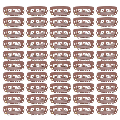 50 piezas 6 dientes clips de resorte 2,8x1,4cm marrón claro 1