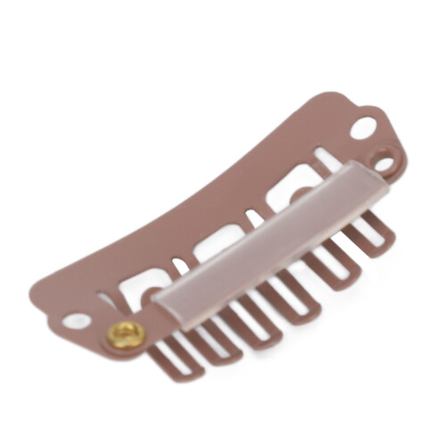 50 piezas 6 dientes clips de resorte 2,8x1,4cm marrón claro 2