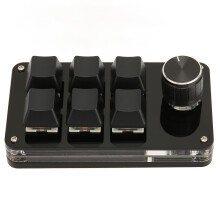 Mini teclado USB con 6 teclas y una perilla personalizable para juegos y uso de oficina.