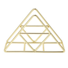 Porta servilletas de hierro forjado dorado independiente dispensador triangular de metal para pañuelos