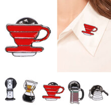 5 piezas de broches de solapa de aleación con forma de cafetera, ligeros para bricolaje