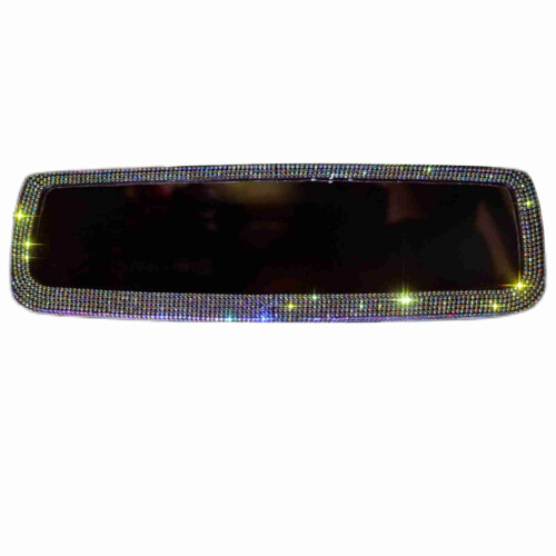 Espejo retrovisor universal con strass 27.5x8.5cm rosa 1