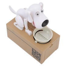 Welpen-Sparbüchse weißer Hund 18x7,9x16,5 cm 2xAA