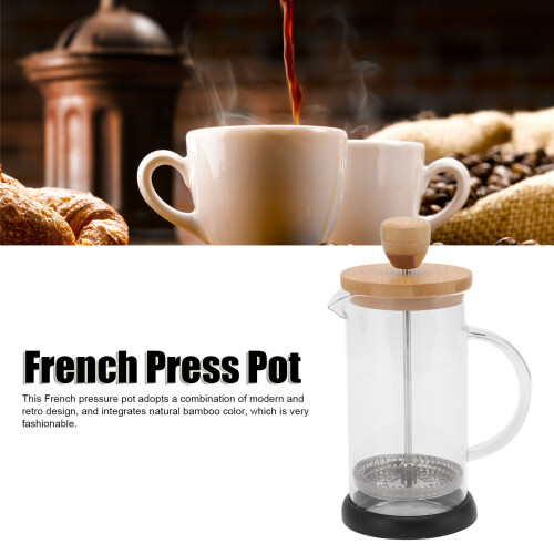 Prensa francesa de 350 ml con tapa de bambú resistente al calor 2