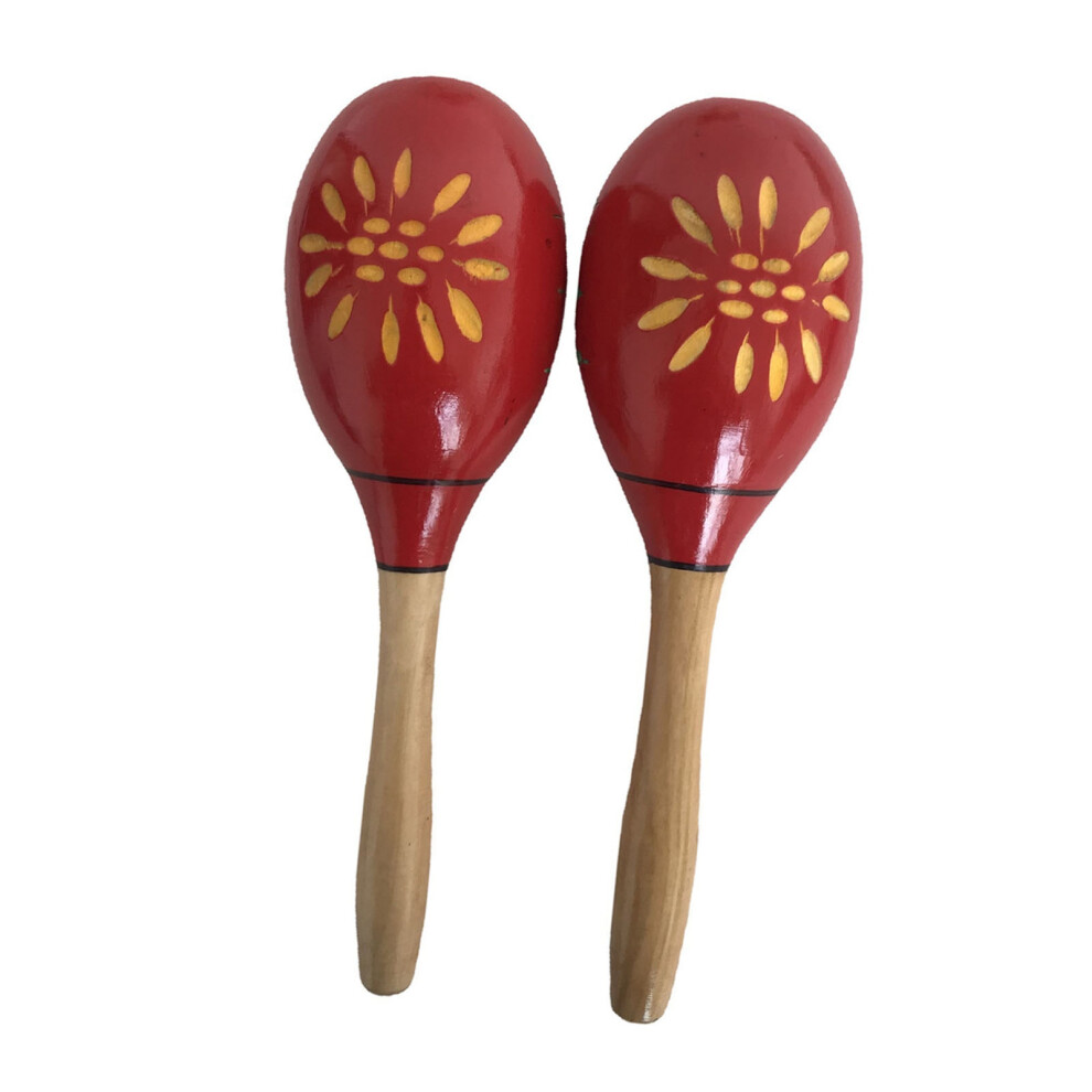 1 Pair Wooden Maracas Sand Hammer Rumba Shakers Rattles Sand Hammer Percussion Instrument Musical Toy for Kid Children Party Games