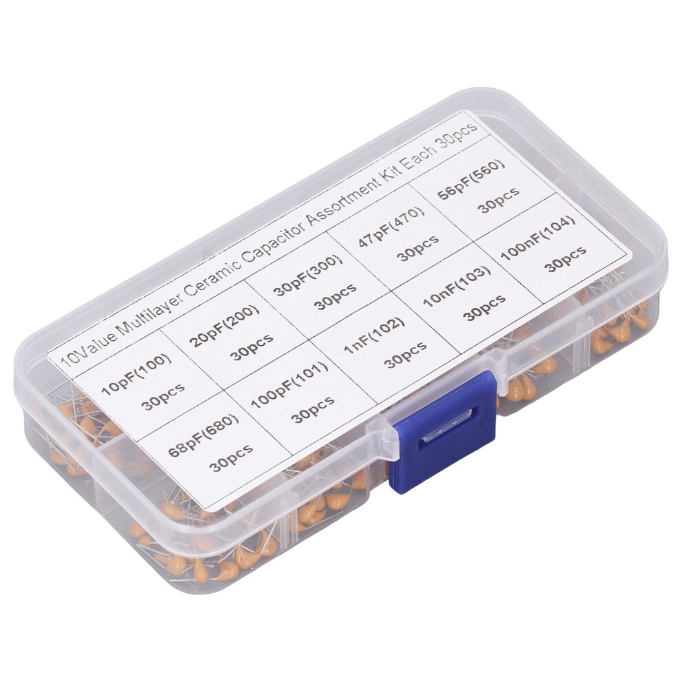 300Pcs Monolithic Ceramic Capacitor Capacitance Stabilization Ceramic Chip Capacitor Assortment Kit 10Pf To 100Nf 8431321314033