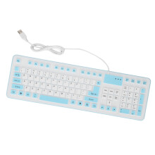 Faltbare Silikon-Tastatur, 106 Tasten, Blau, USB-Kabelgebunden