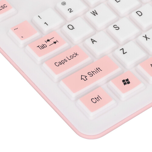 Teclado plegable de silicona de 106 teclas rosa con cable USB 2