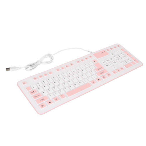 Teclado plegable de silicona de 106 teclas rosa con cable USB