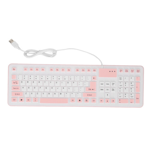 Teclado plegable de silicona de 106 teclas rosa con cable USB 1