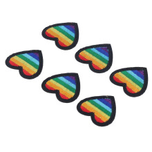 Juego de 6 parches de corazón arcoíris de algodón de 3,8 cm para manualidades y costura.