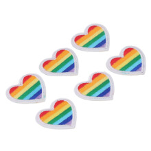 Conjunto de 6 parches de corazones arcoíris para coser adornos para ropa DIY