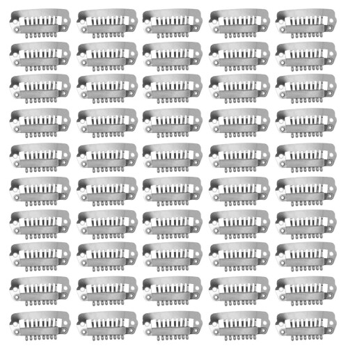 50 Stück 8-Zähne Perückenclips Silber 2,8  1,4 cm Set 1
