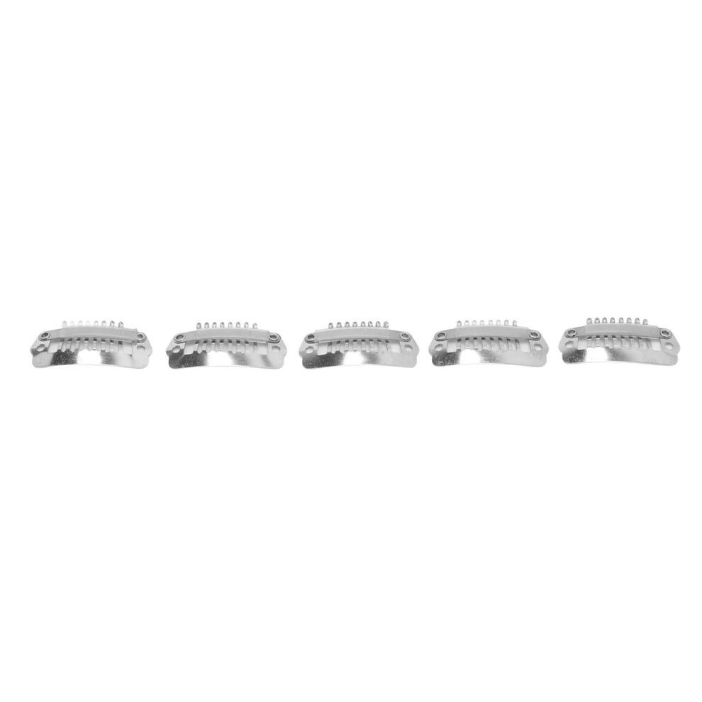 Unisex Silver 50Pcs Hair Extension Clips Set Stainless Steel Diy 8 Teeth Snap Comb Wig Clips Accessories 1.1In