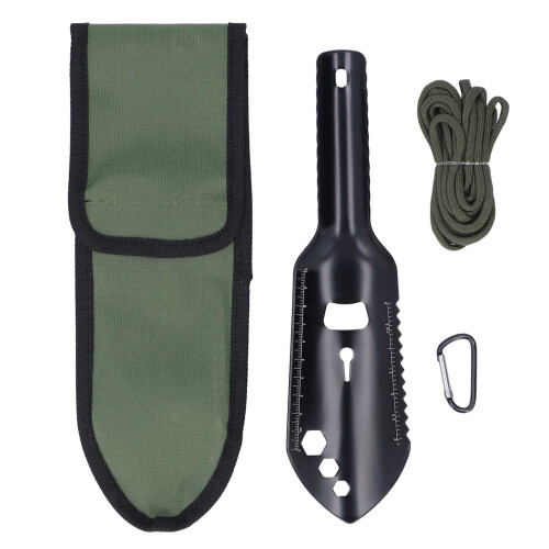 Pala de camping de aleación de aluminio 92 g negra multiherramienta 1