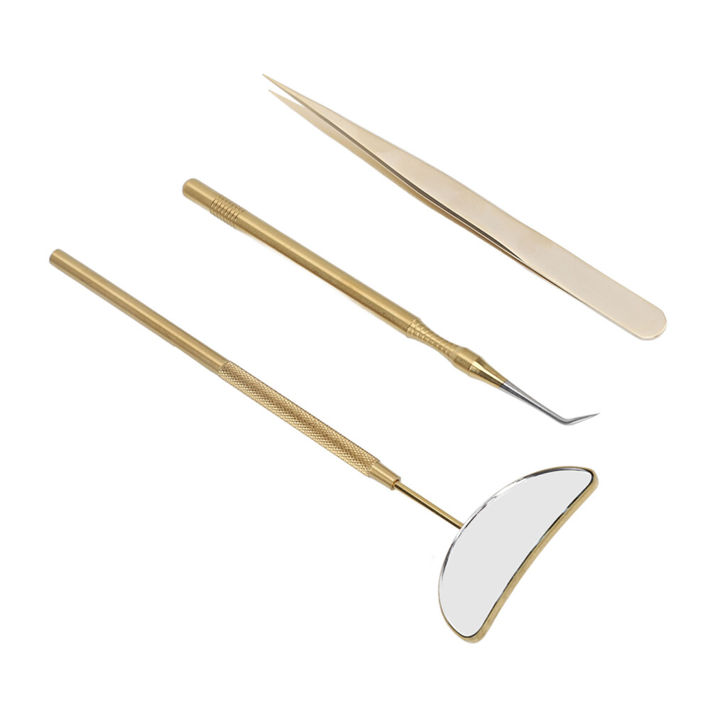 Eyelash Extension Tweezers Set Stainless Steel Knurled Handle Mirror Detachable Portable Lash Extension Supplies