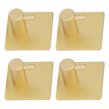 4 Stück Aluminium-Handtuchhaken – selbstklebend, goldfarben
