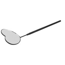 Espejo para extensiones de pestañas en forma de corazón, portátil, de acero inoxidable, espejo de maquillaje negro