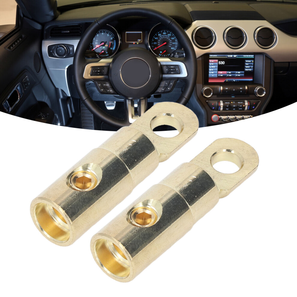 Gold Pair Power Battery O Ring Terminals Brass Plated High Accuracy Welding Free Audio Modification 4Ga For 4Â6Ga