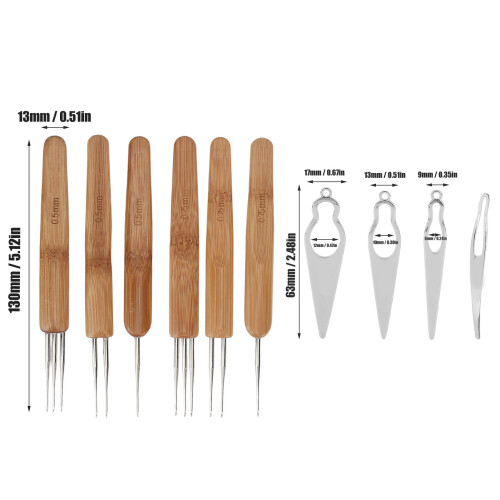 10 Stück Dreadlocks-Werkzeug-Set Silber 0,5/0,75 mm Haken 2