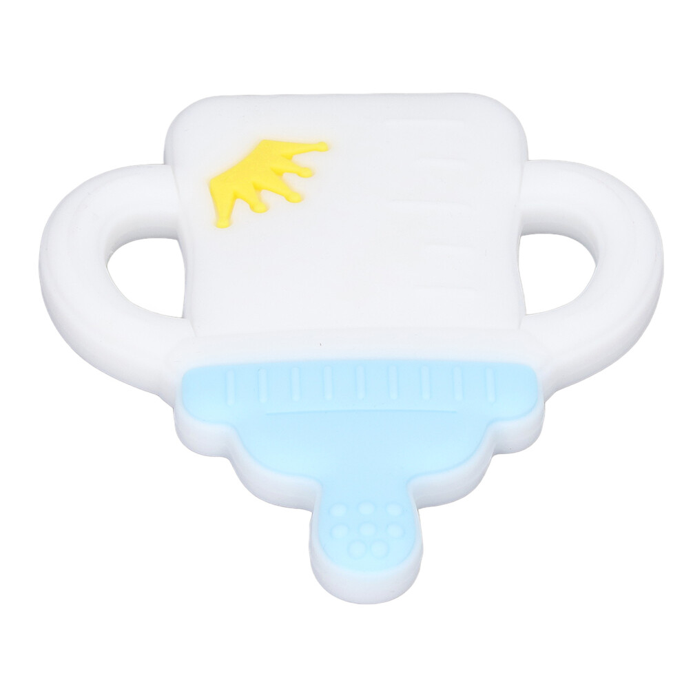 Baby Teether Cartoon Bottle Shape One Piece Soft Flexible Baby Silicone Teether Baby Teething Chew Toys Blue
